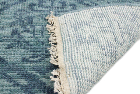 Bashian Artifact Hand Knotted 100% Wool Teal 2.5' x 8' Area Rug