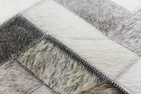 Bashian Santa Fe Hand Stitched Leather Ash 4' x 6' Area Rug