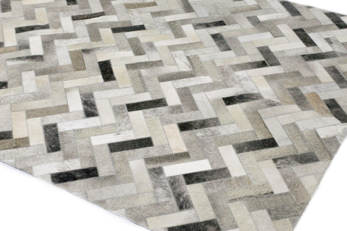 Bashian Santa Fe Hand Stitched Leather Ash 4' x 6' Area Rug