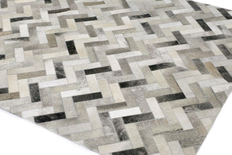 Bashian Santa Fe Hand Stitched Leather Ash 4' x 6' Area Rug