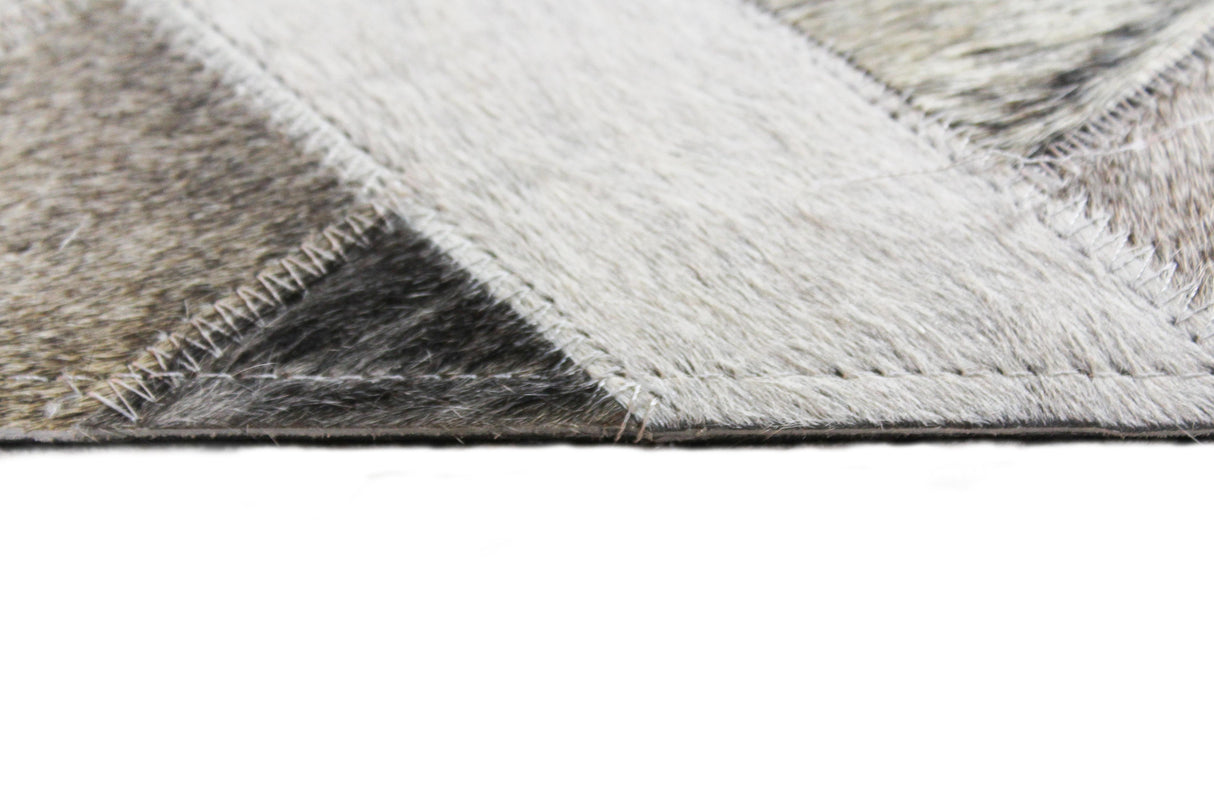 Bashian Santa Fe Hand Stitched Leather Ash 4' x 6' Area Rug