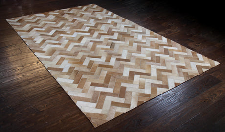 Bashian Santa Fe Hand Stitched Leather Camel 2.5' x 8' Area Rug