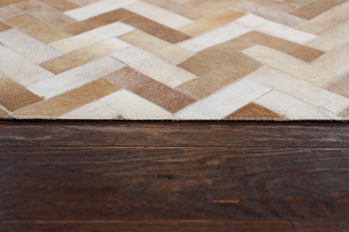 Bashian Santa Fe Hand Stitched Leather Camel 9' x 12' Area Rug