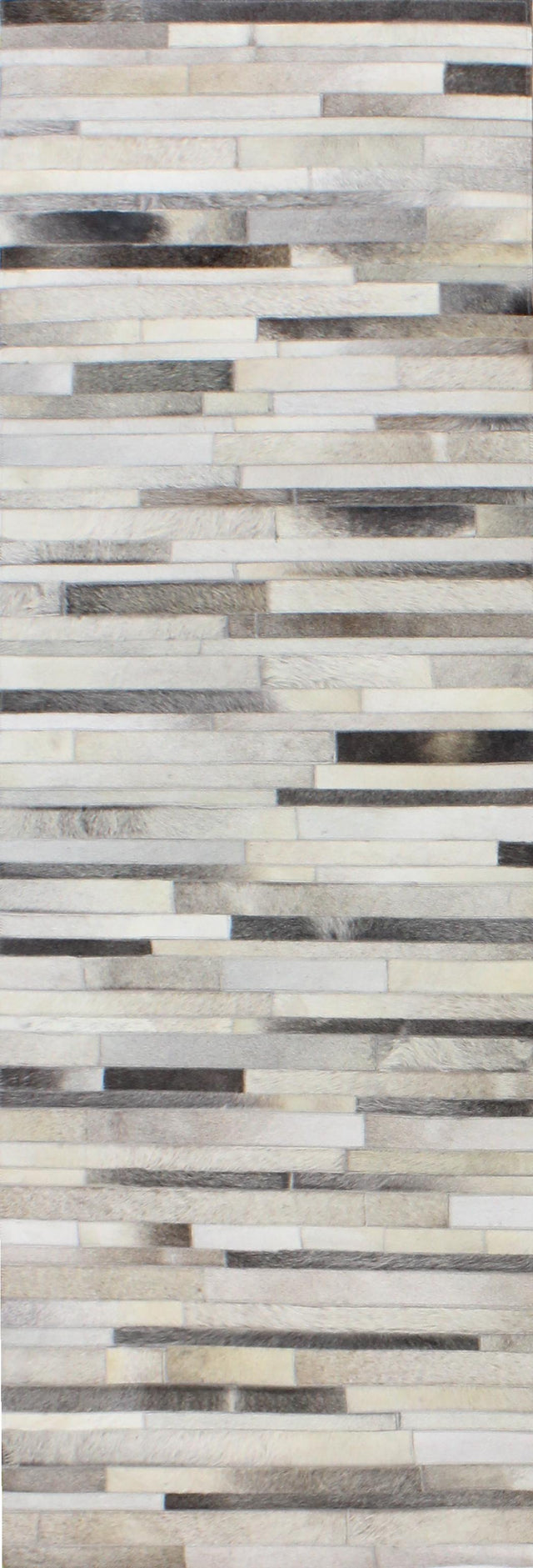 Bashian Santa Fe Hand Stitched Leather Grey 2.5' x 8' Area Rug