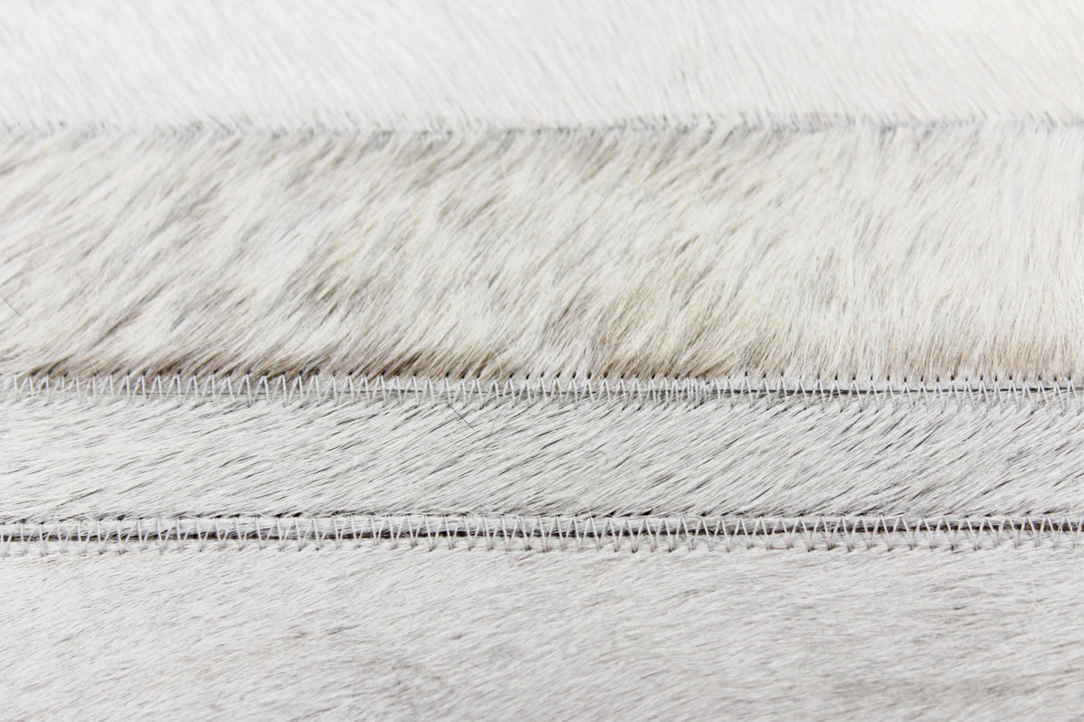 Bashian Santa Fe Hand Stitched Leather Grey 2.5' x 8' Area Rug