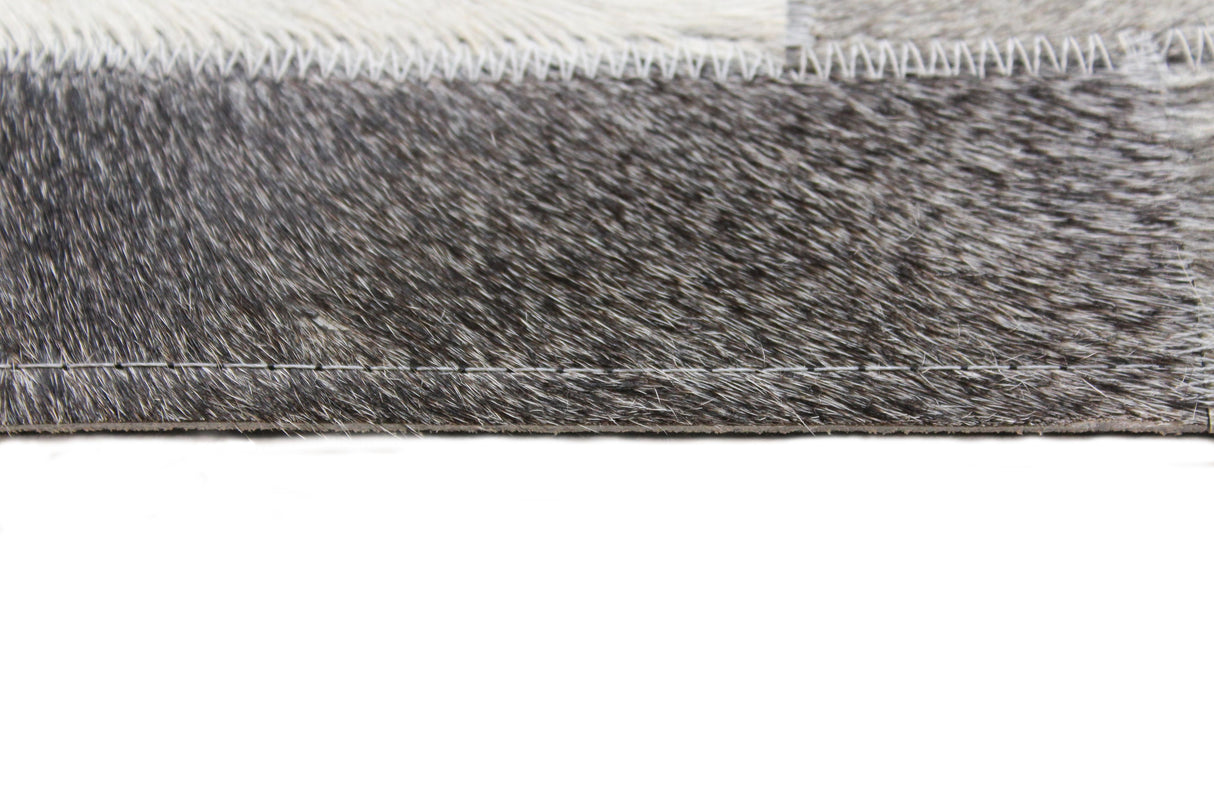 Bashian Santa Fe Hand Stitched Leather Grey 2.5' x 8' Area Rug