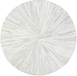 Bashian Santa Fe Hand Stitched Leather Ivory 6' x 6' Area Rug