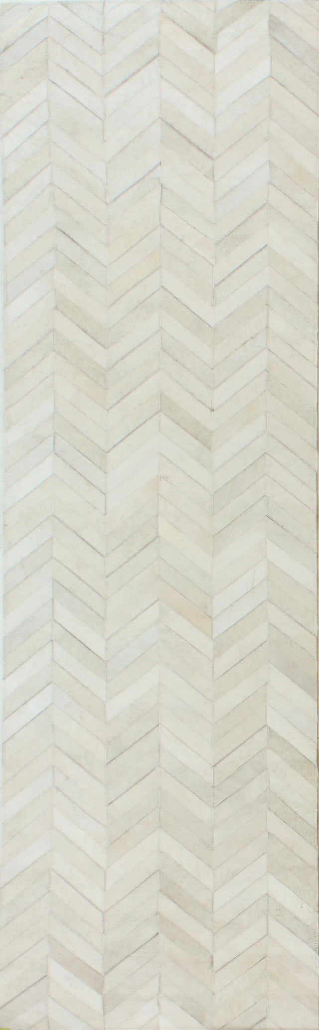 Bashian Santa Fe Hand Stitched Leather White 2.5' x 8' Area Rug