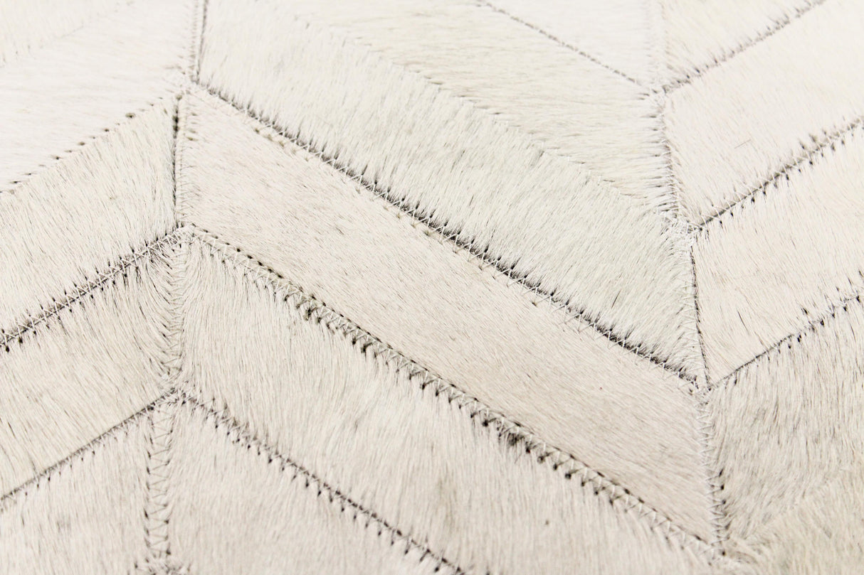 Bashian Santa Fe Hand Stitched Leather White 2.5' x 8' Area Rug