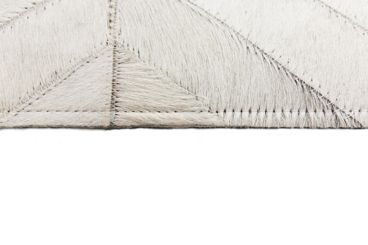 Bashian Santa Fe Hand Stitched Leather White 2.5' x 8' Area Rug