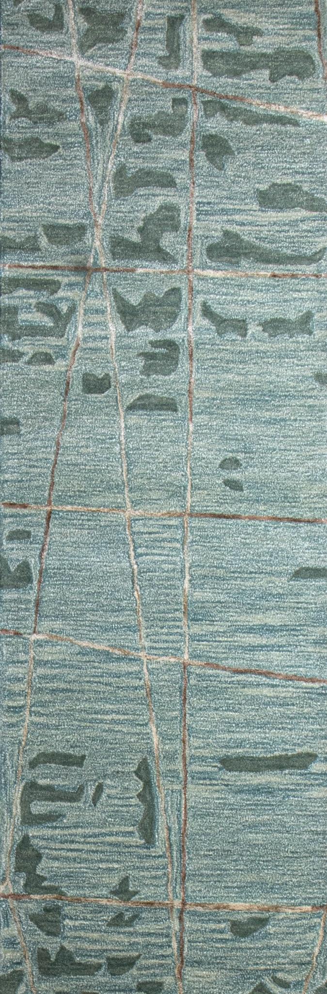 Bashian Larchmont Hand Tufted Wool And Viscose Aqua 2.5' x 8' Area Rug