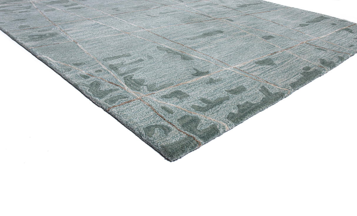 Bashian Larchmont Hand Tufted Wool And Viscose Aqua 2.5' x 8' Area Rug