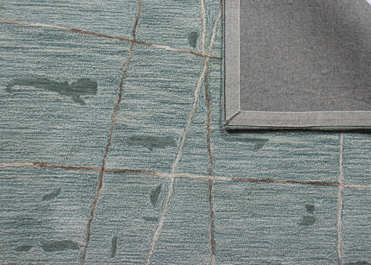 Bashian Larchmont Hand Tufted Wool And Viscose Aqua 2.5' x 8' Area Rug