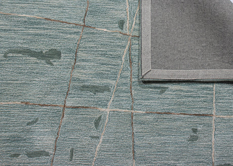 Bashian Larchmont Hand Tufted Wool And Viscose Aqua 2.5' x 8' Area Rug