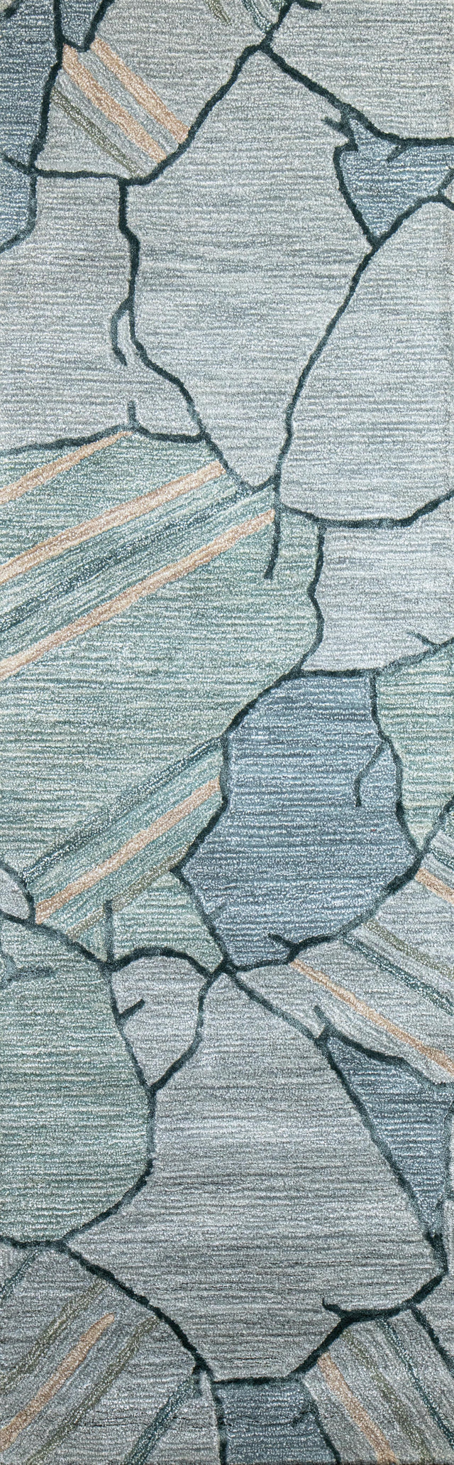 Bashian Larchmont Hand Tufted Wool And Viscose Teal 2.5' x 8' Area Rug