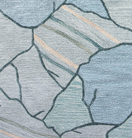 Bashian Larchmont Hand Tufted Wool And Viscose Teal 2.5' x 8' Area Rug