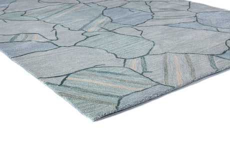 Bashian Larchmont Hand Tufted Wool And Viscose Teal 2.5' x 8' Area Rug