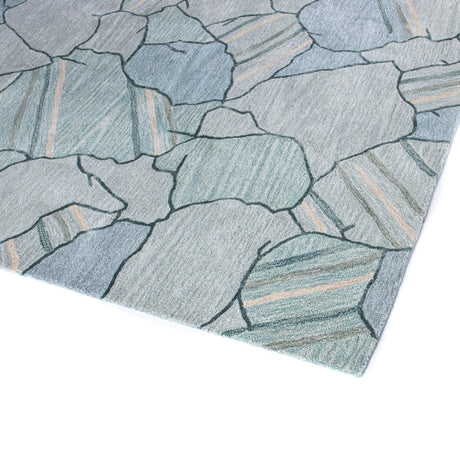 Bashian Larchmont Hand Tufted Wool And Viscose Teal 2.5' x 8' Area Rug