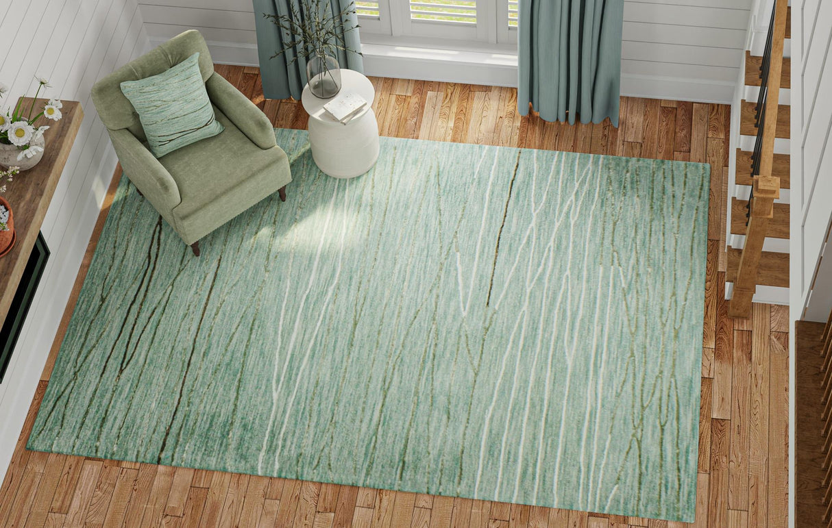 Bashian Greenwich Hand Tufted Wool And Viscose Aqua 6' x 6' Area Rug
