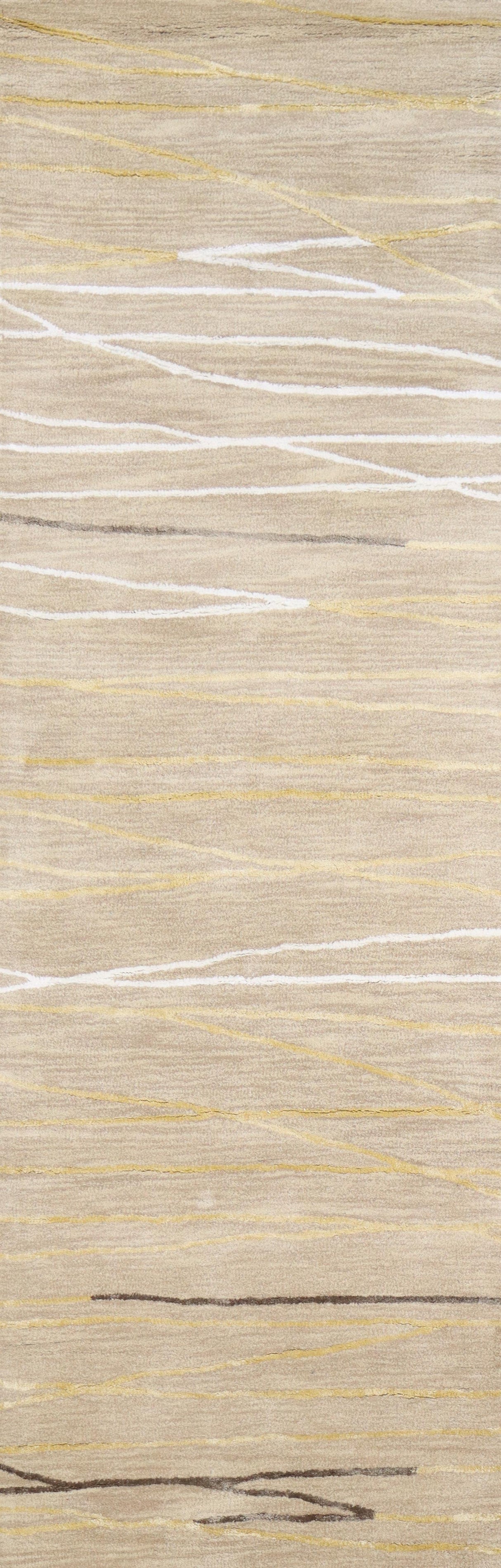 Bashian Greenwich Hand Tufted Wool And Viscose Beige 2.5' x 8' Area Rug