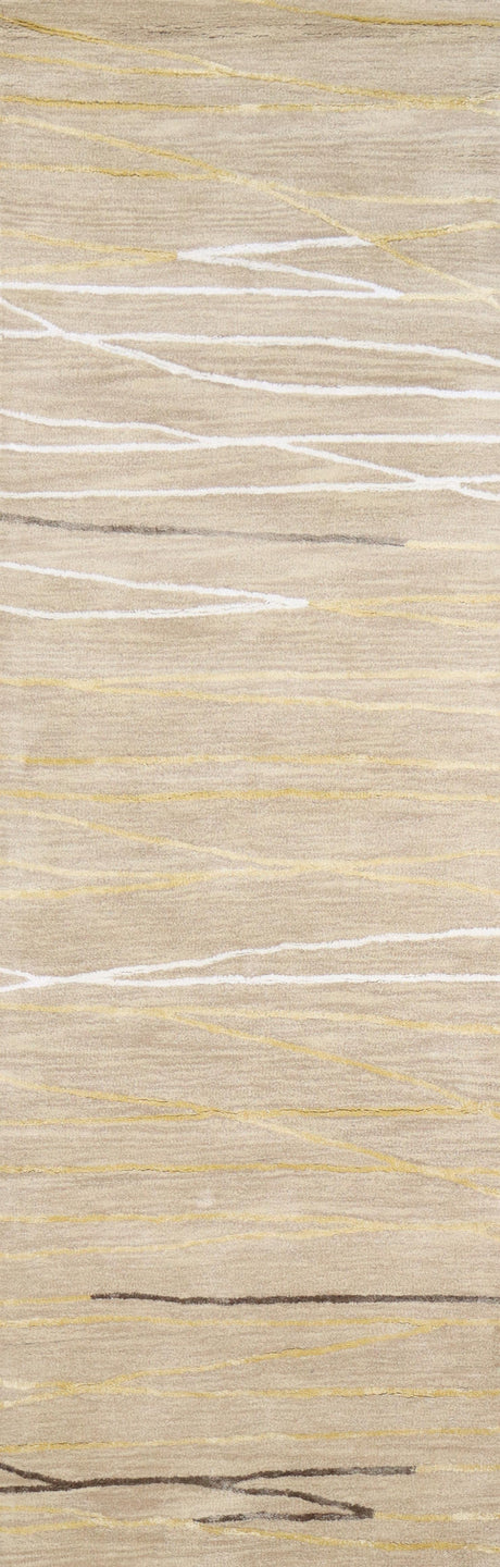 Bashian Greenwich Hand Tufted Wool And Viscose Beige 2.5' x 8' Area Rug