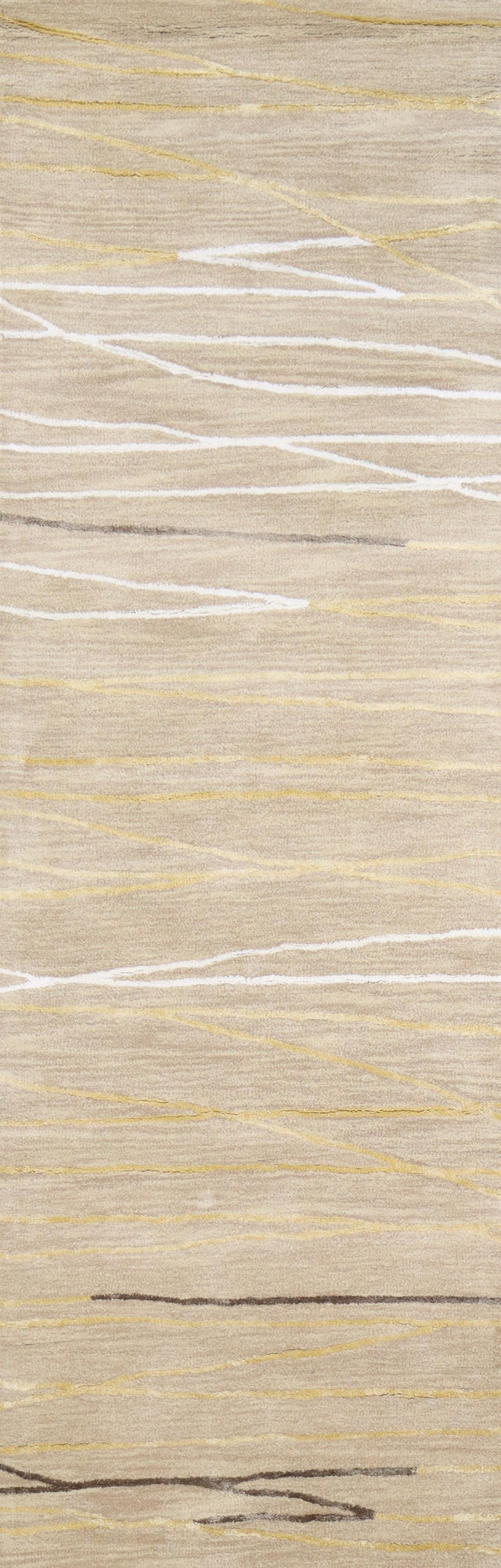 Bashian Greenwich Hand Tufted Wool And Viscose Beige 2.5' x 8' Area Rug