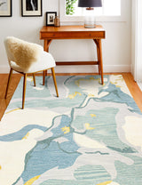 Bashian Greenwich Hand Tufted Wool And Viscose Iv/Aqua 5.5' x 8.5' Area Rug