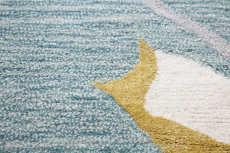 Bashian Greenwich Hand Tufted Wool And Viscose Iv/Aqua 5.5' x 8.5' Area Rug