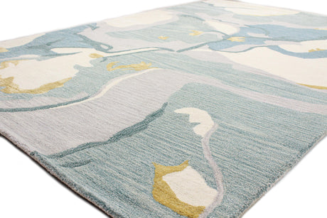Bashian Greenwich Hand Tufted Wool And Viscose Iv/Aqua 5.5' x 8.5' Area Rug