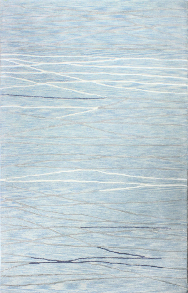 Bashian Greenwich Hand Tufted Wool And Viscose Lt.Blue 5.5' x 8.5' Area Rug