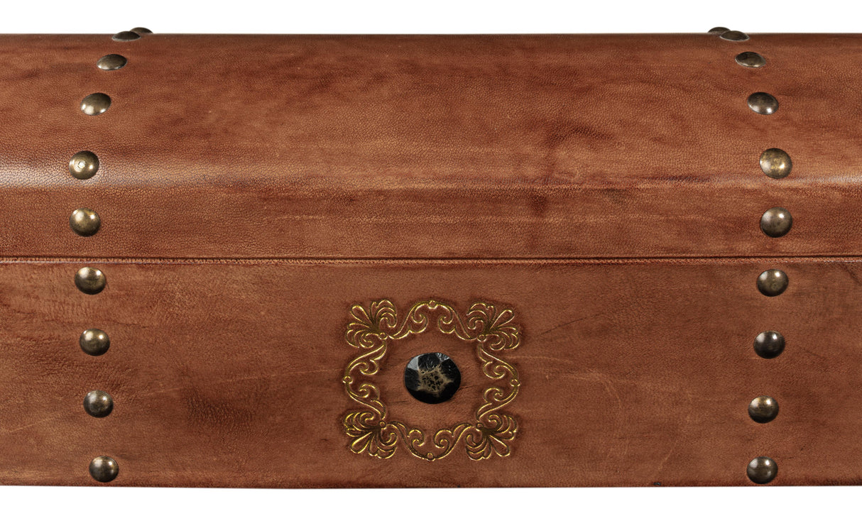 Sarreid Telescope Leather Box W/Tacks