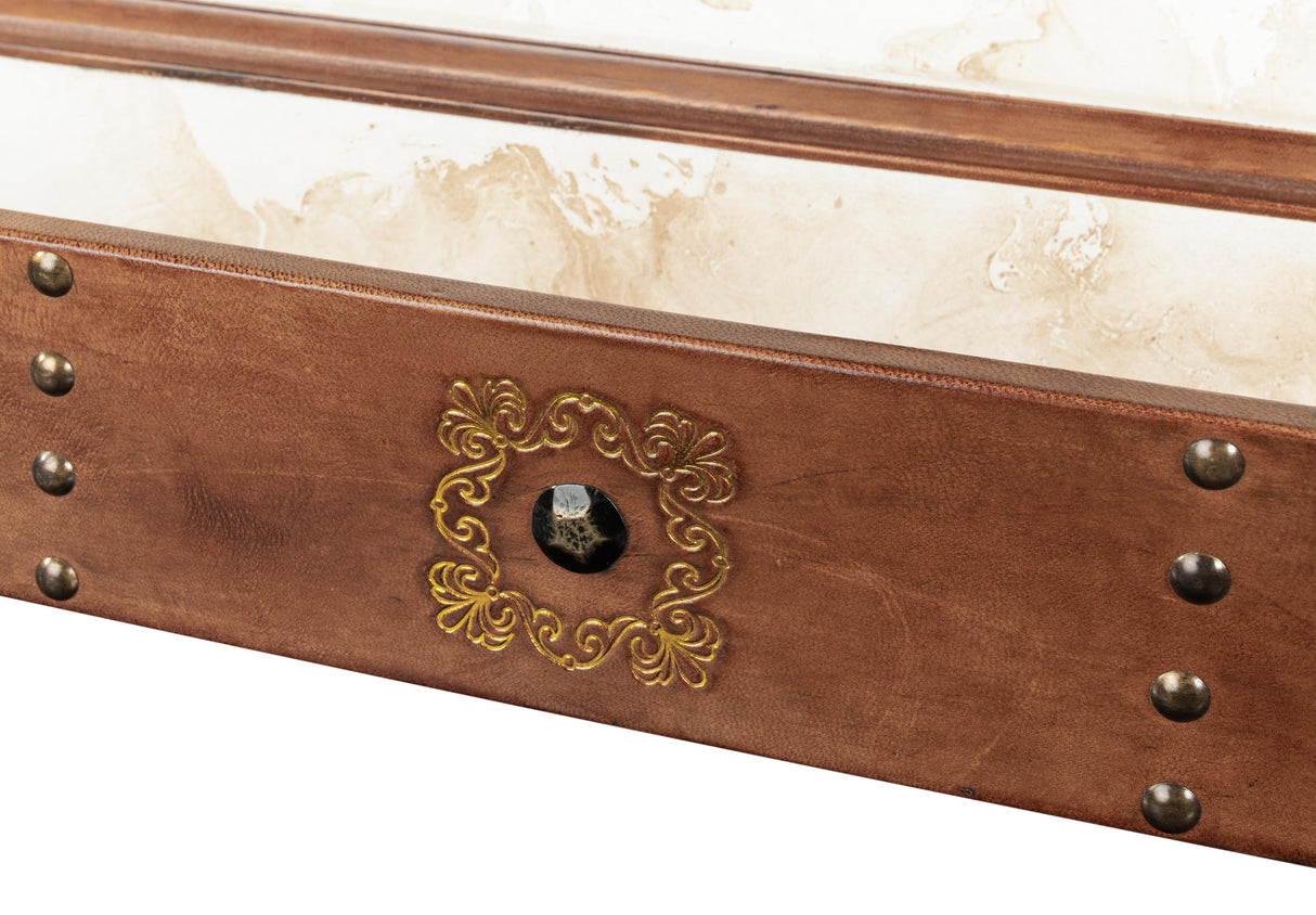 Sarreid Telescope Leather Box W/Tacks