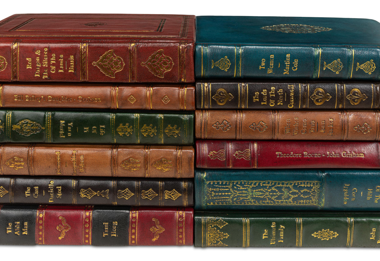 Sarreid Rebound Leather Books  Assorted  Set/12