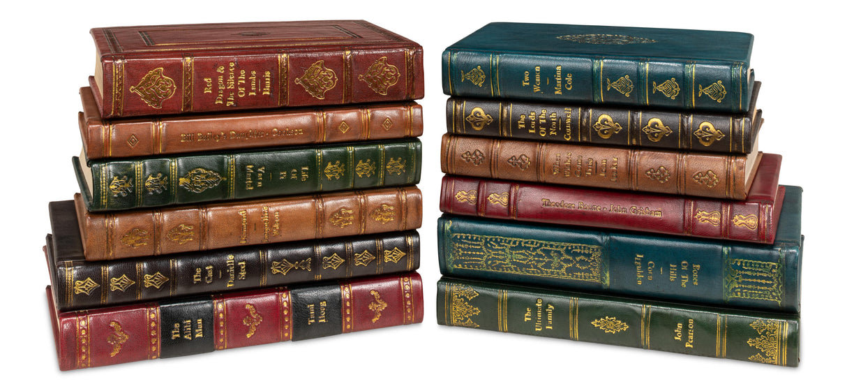 Sarreid Rebound Leather Books  Assorted  Set/12