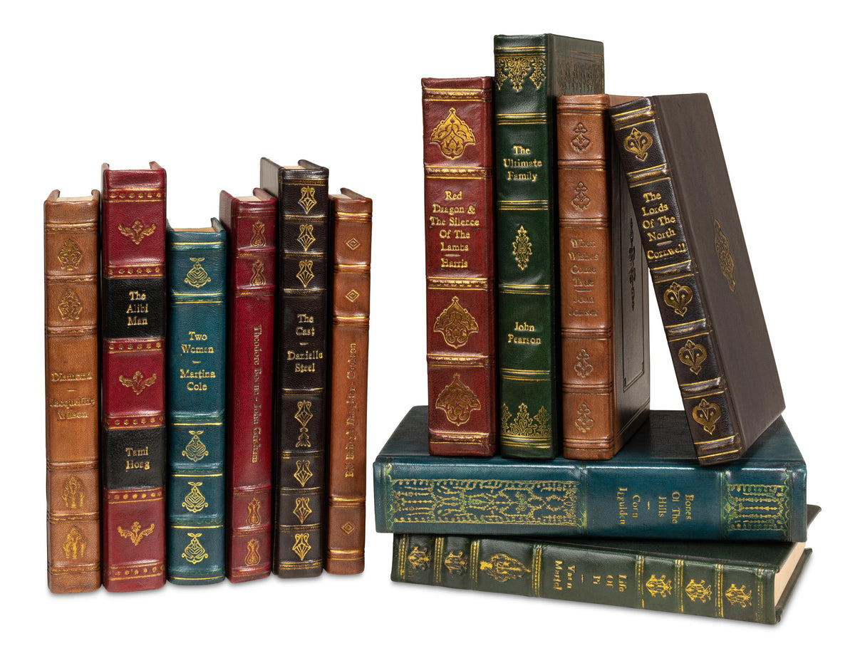 Sarreid Rebound Leather Books  Assorted  Set/12