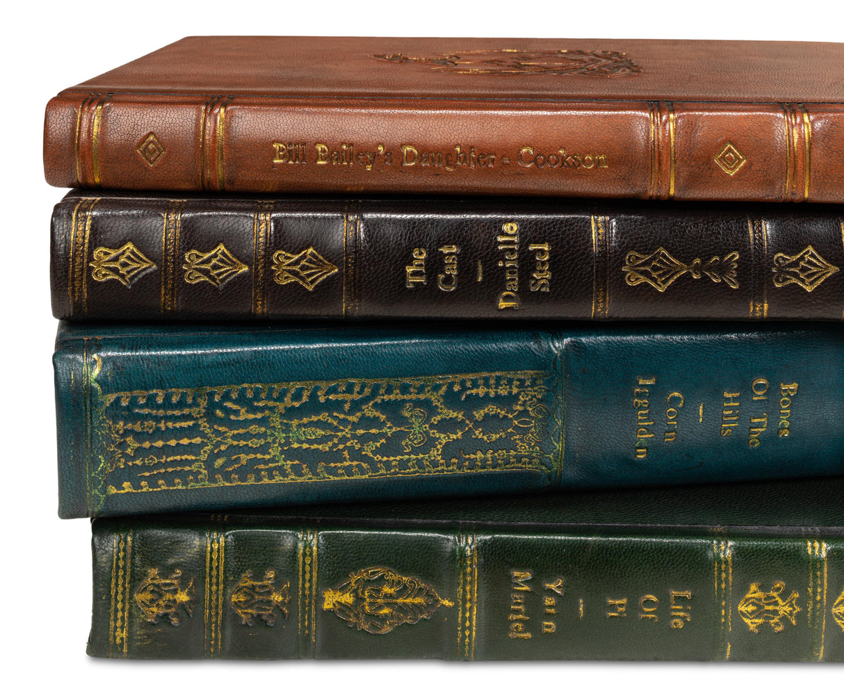 Sarreid Rebound Leather Books  Assorted  Set/12