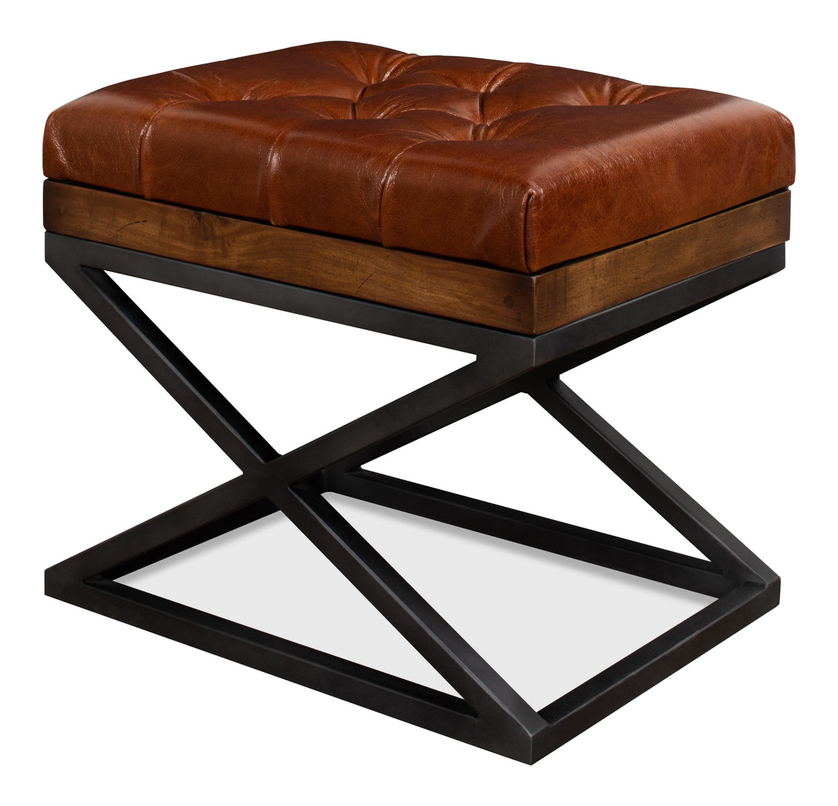Sarreid Leather Cushion Bench