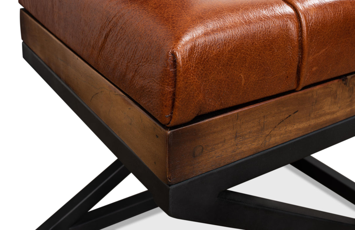 Sarreid Leather Cushion Bench