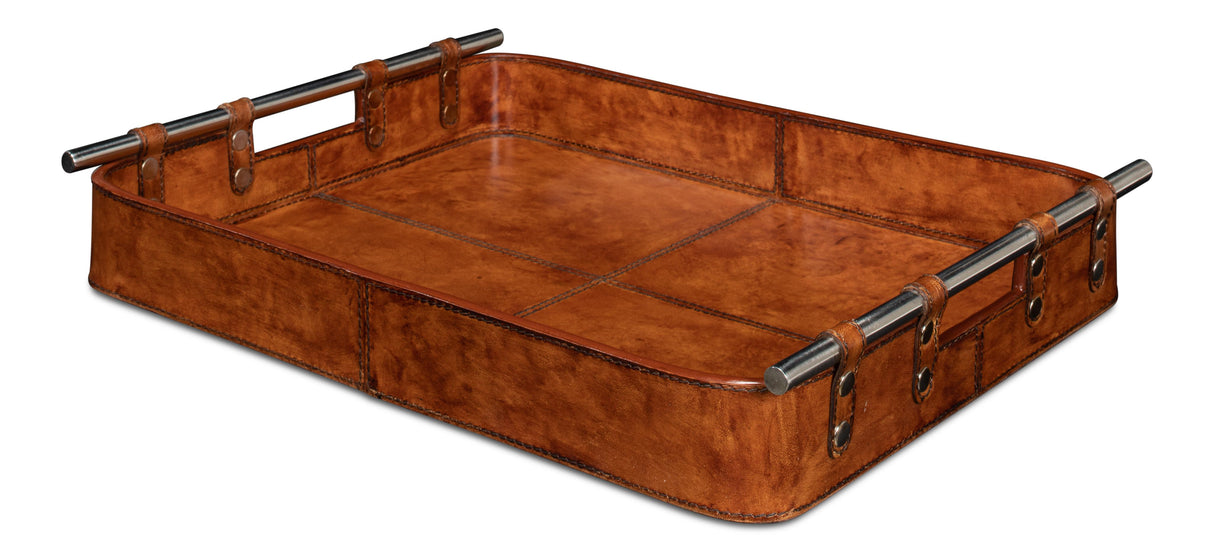 Sarreid Safari Leather Tray