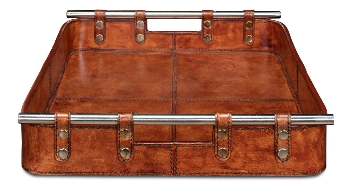 Sarreid Safari Leather Tray