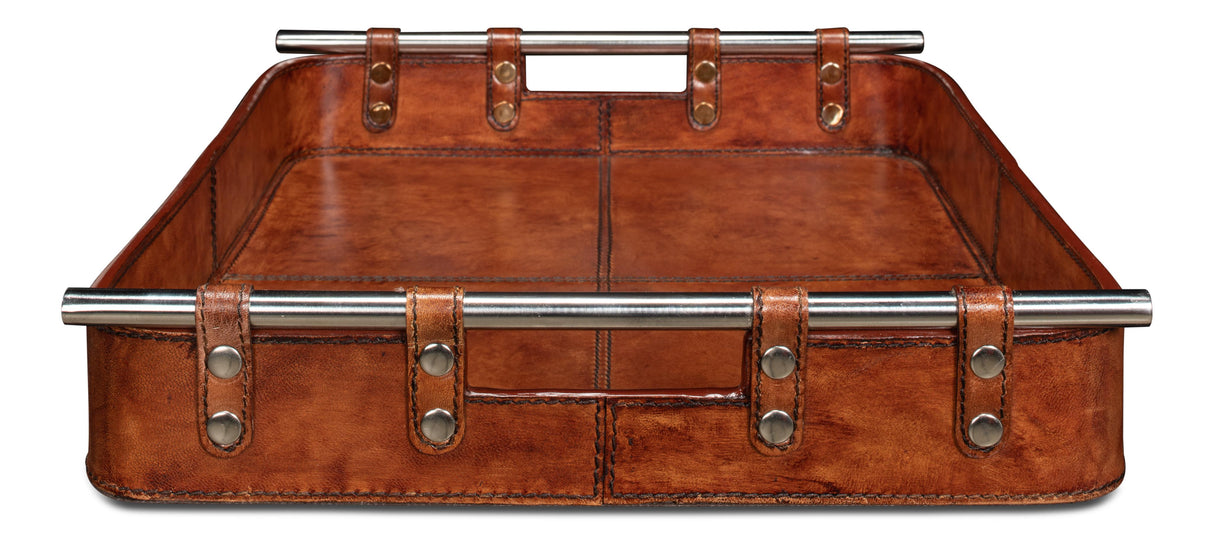 Sarreid Safari Leather Tray