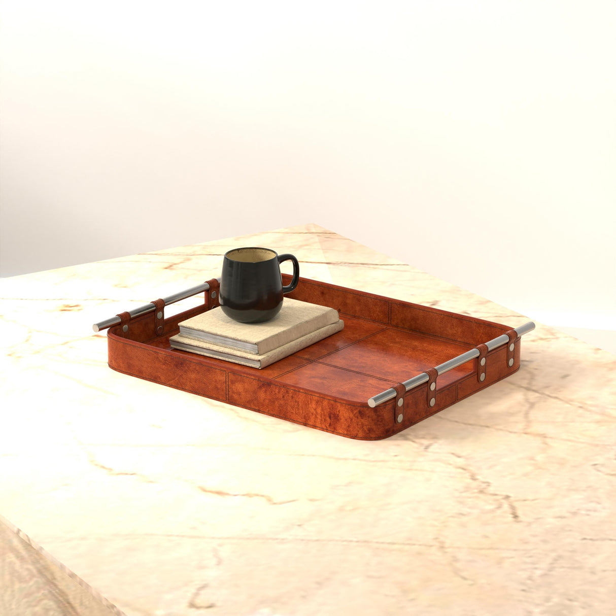 Sarreid Safari Leather Tray