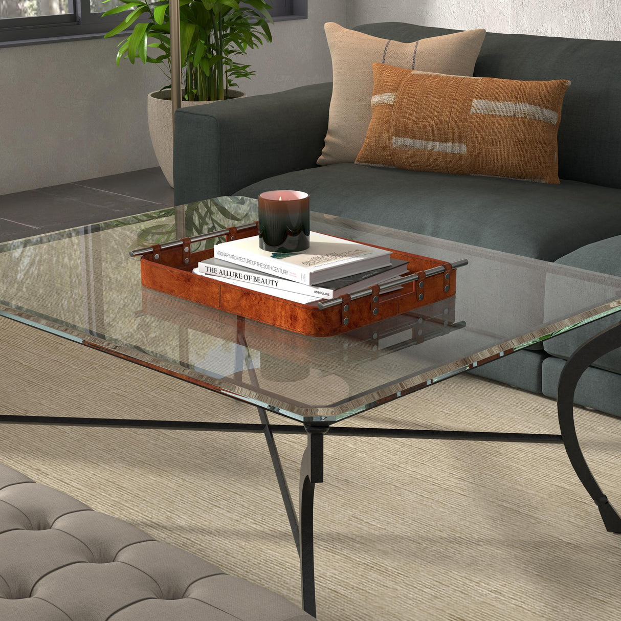 Sarreid Safari Leather Tray