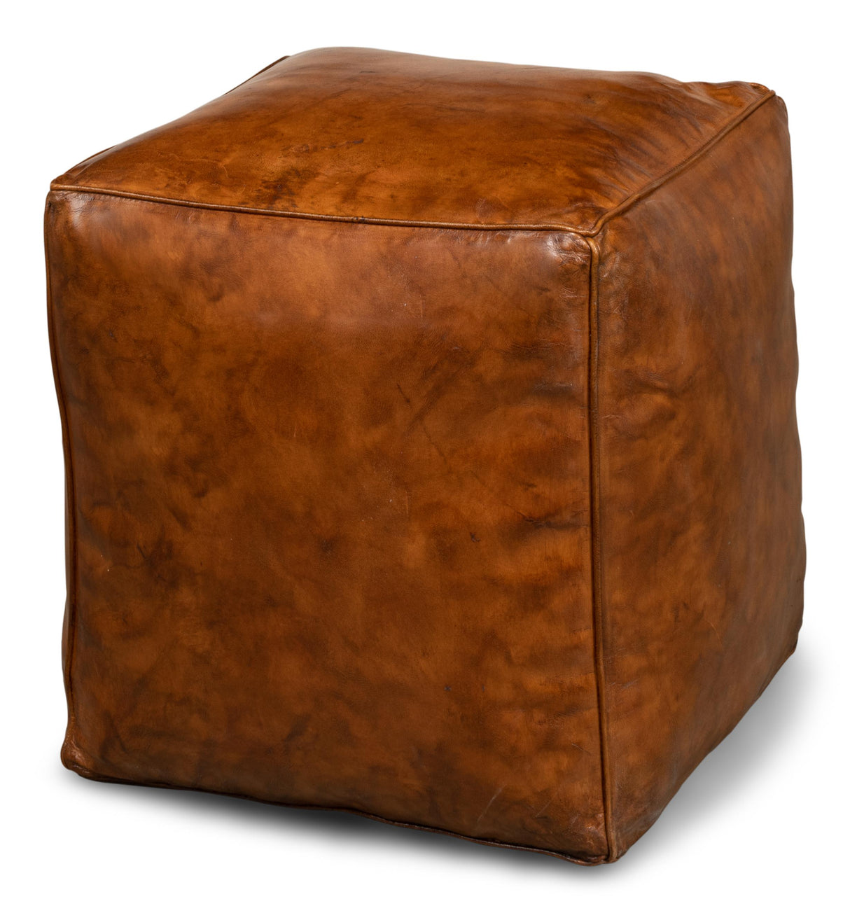 Sarreid Sunday Afternoon Leather Cube Natural