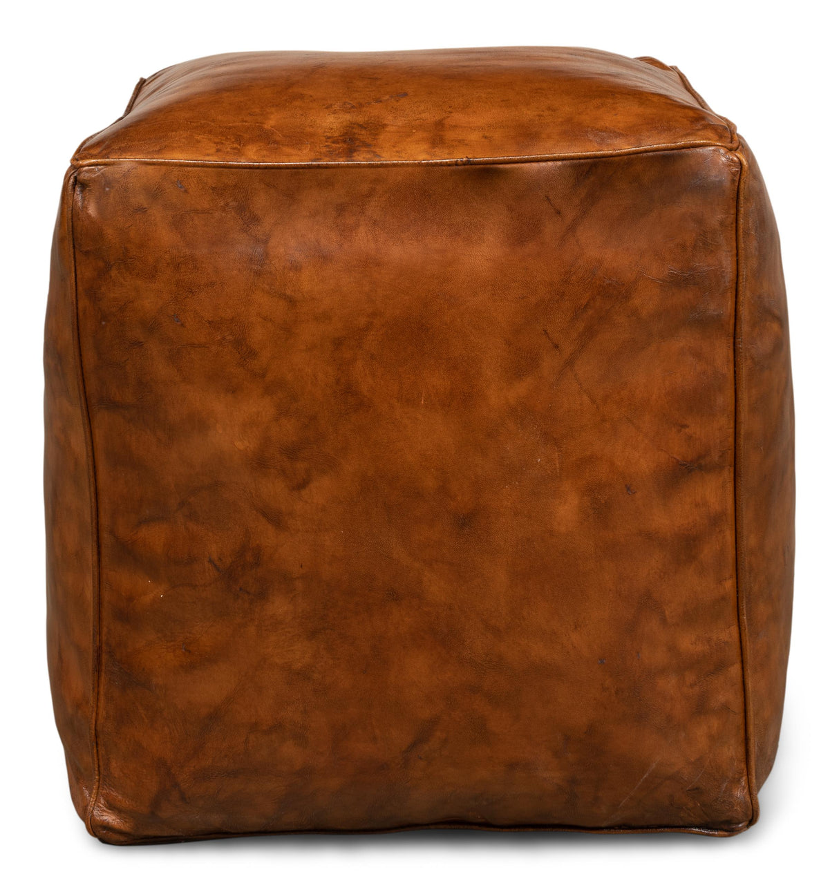 Sarreid Sunday Afternoon Leather Cube Natural