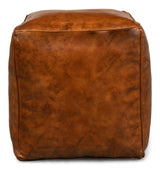 Sarreid Sunday Afternoon Leather Cube Natural