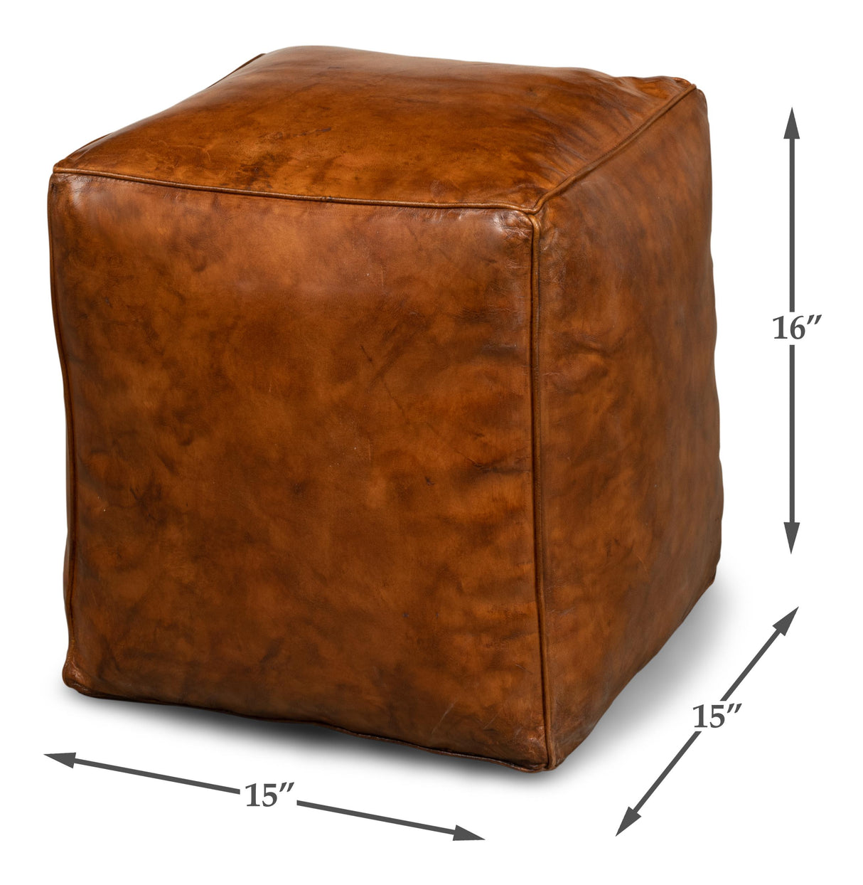 Sarreid Sunday Afternoon Leather Cube Natural