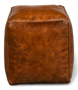 Sarreid Sunday Afternoon Leather Cube Natural