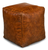 Sarreid Sunday Afternoon Leather Cube Natural