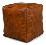 Sarreid Sunday Afternoon Leather Cube Natural